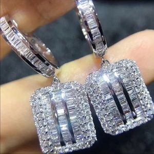New 925 Silver Luxury Diamond Earrings